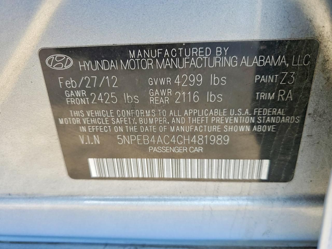 2012 Hyundai Sonata gls