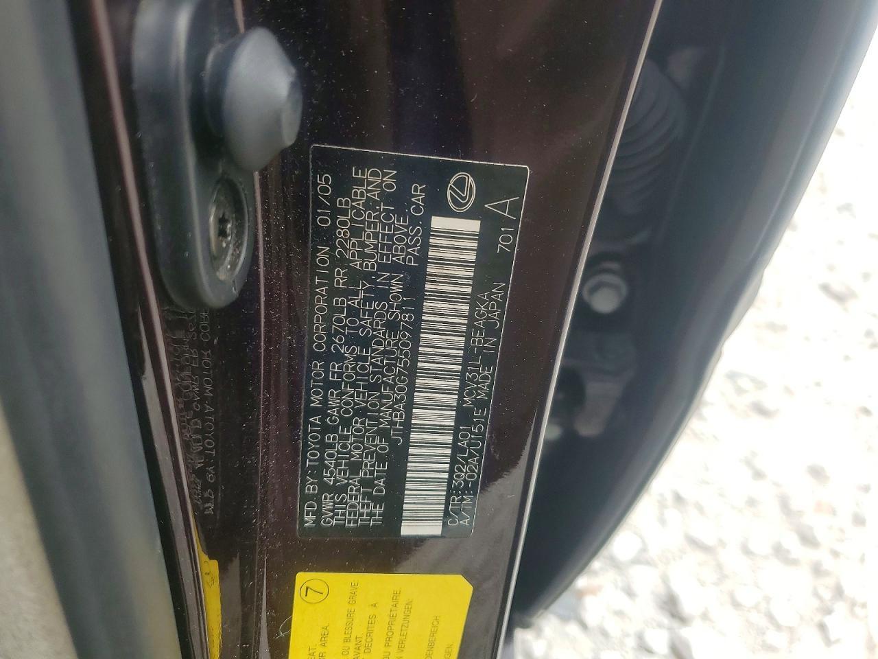 2005 Lexus Es 300 Base