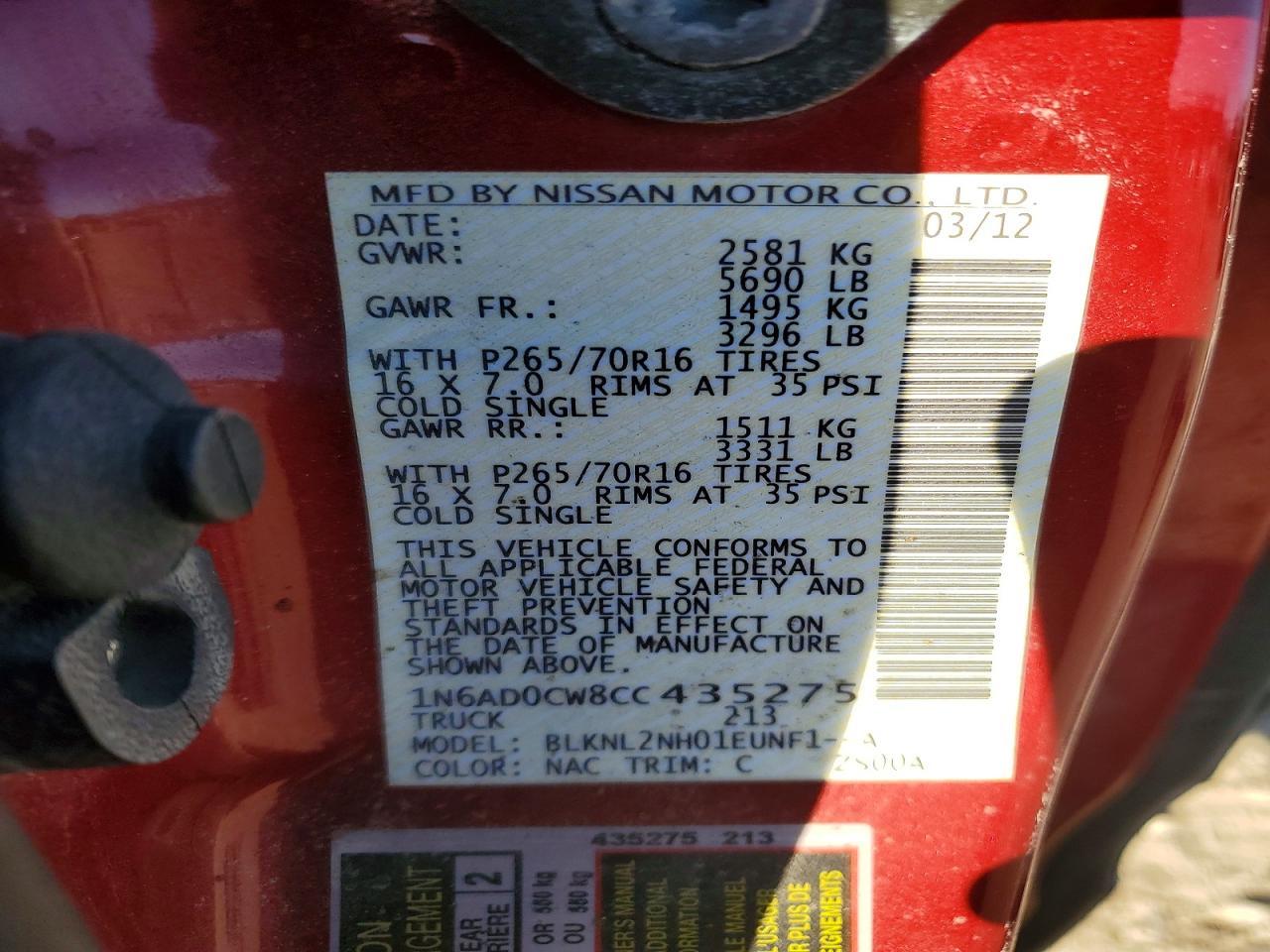 2012 Nissan Frontier SV