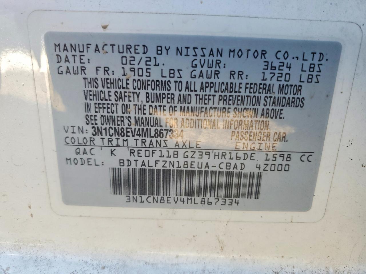 2021 Nissan Versa sv