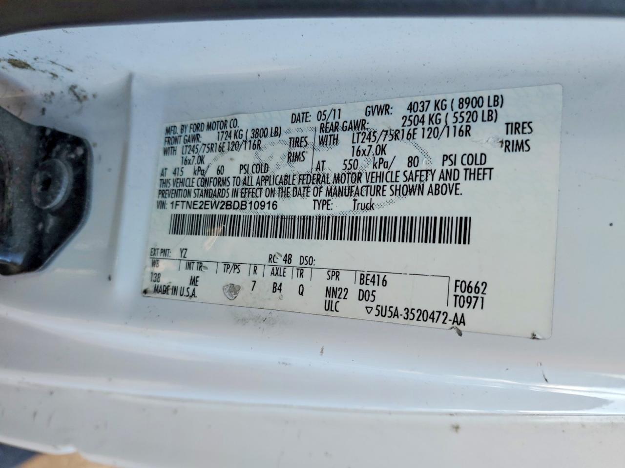 2011 Ford E250 Utility / Service Van