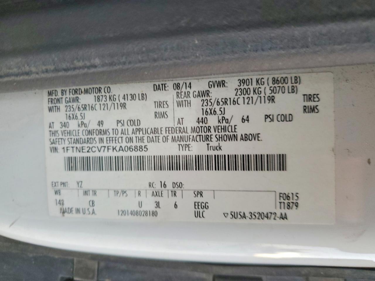 2015 Ford Transit T-250 Utility / Service Van