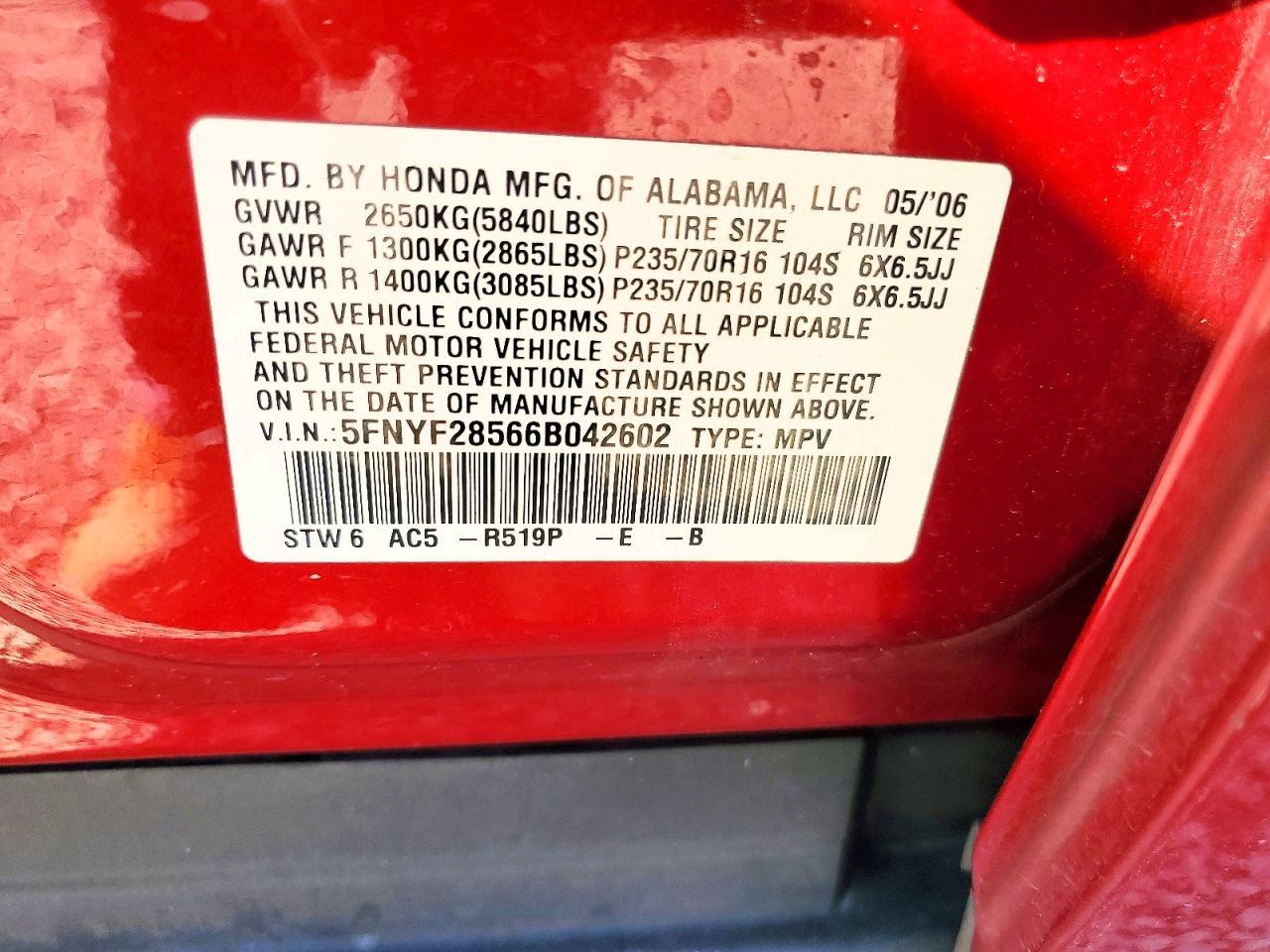 2006 Honda Pilot ex