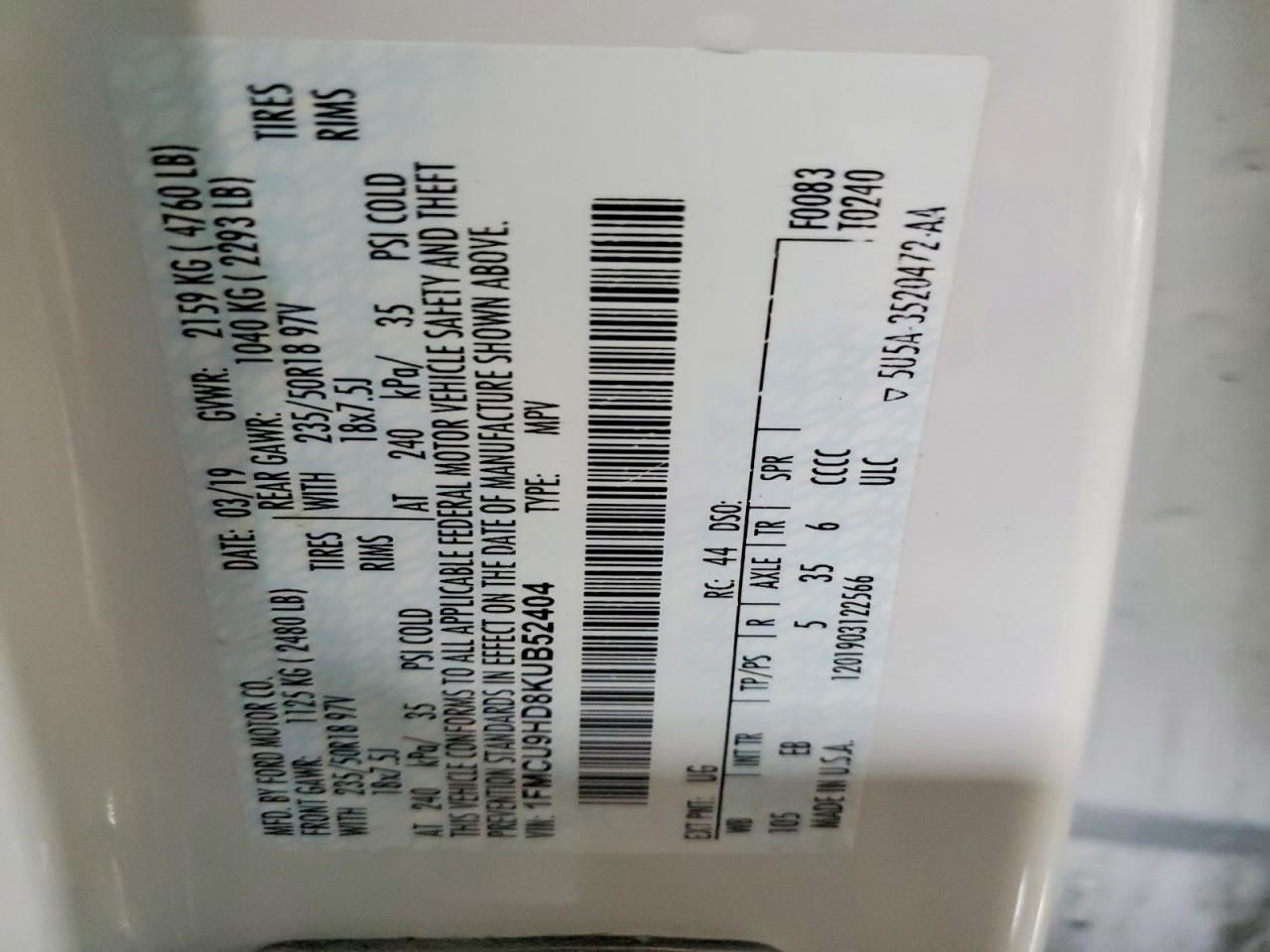 2019 Ford Escape sel