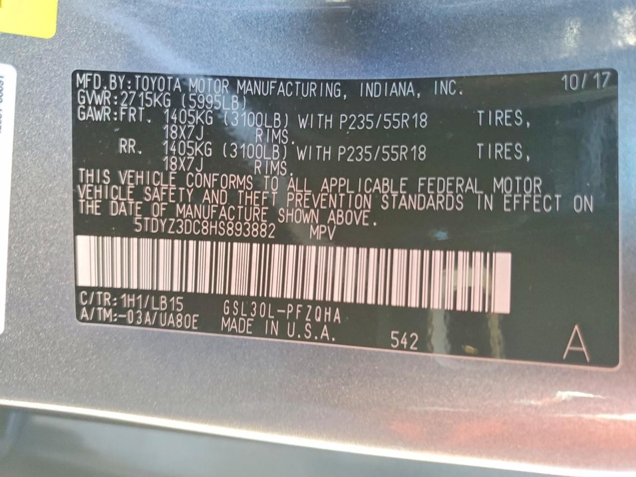 2017 Toyota Sienna xle