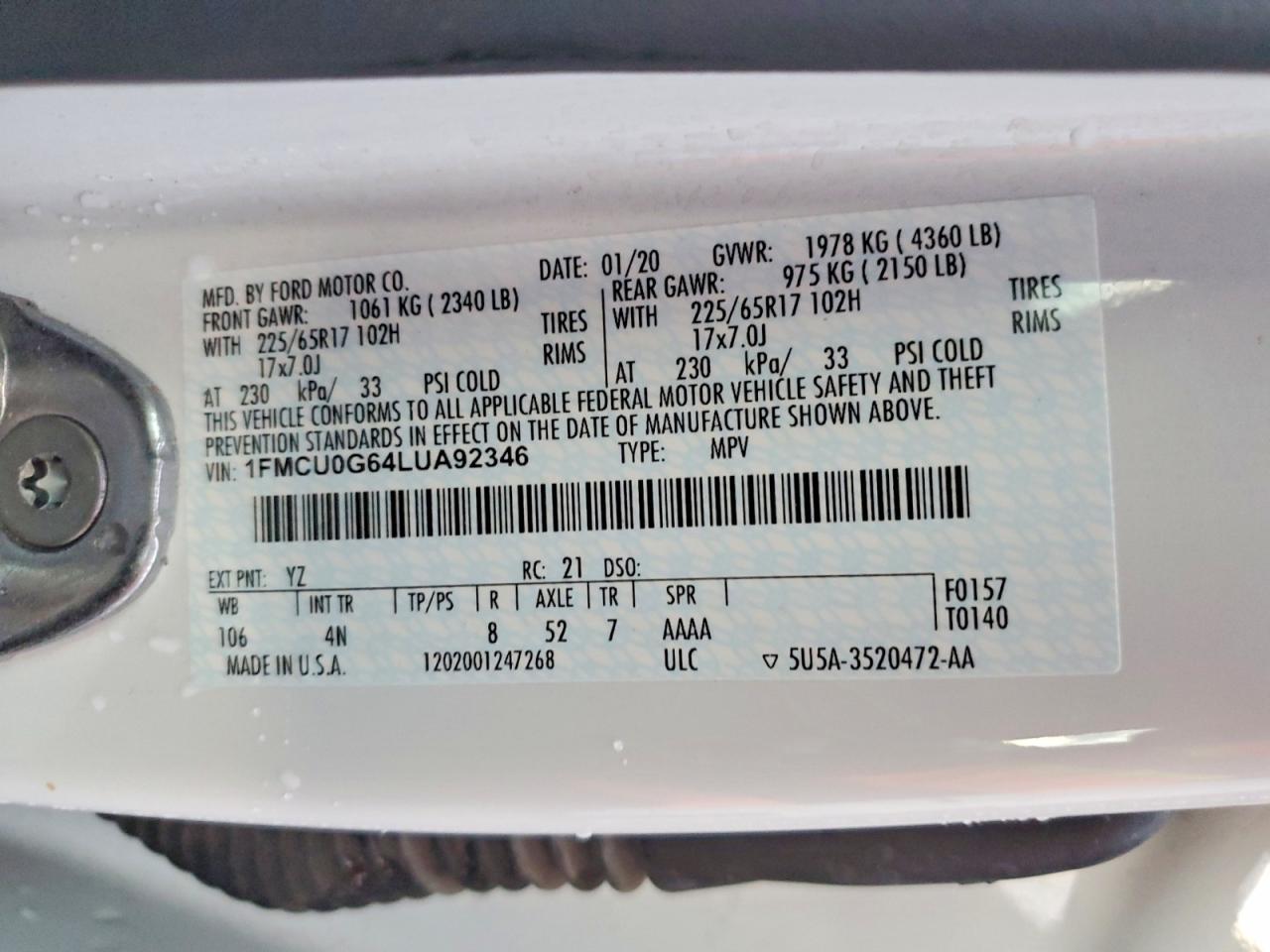 2020 Ford Escape se