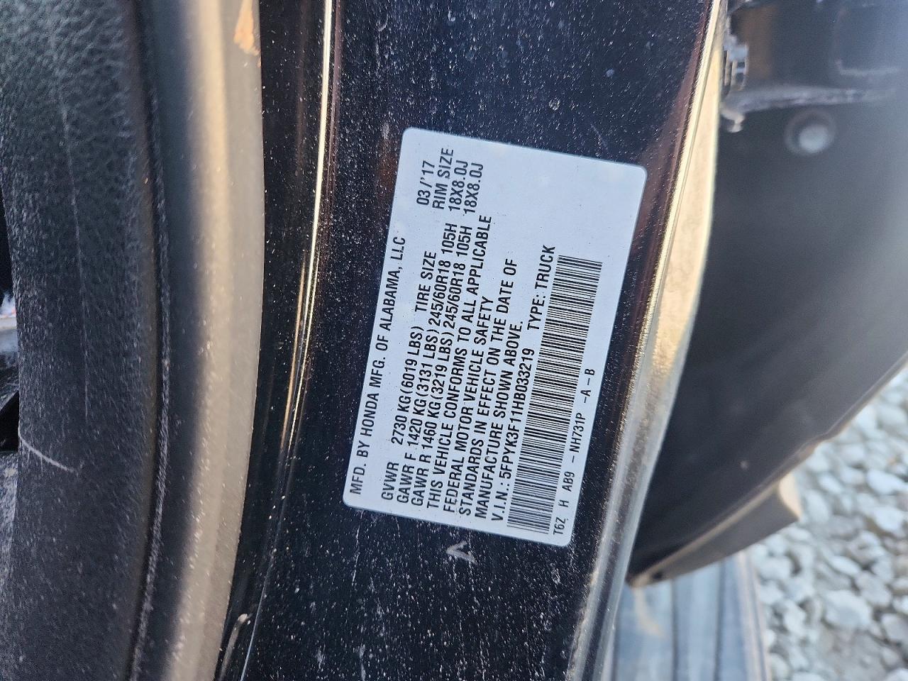 2017 Honda Ridgeline Sport