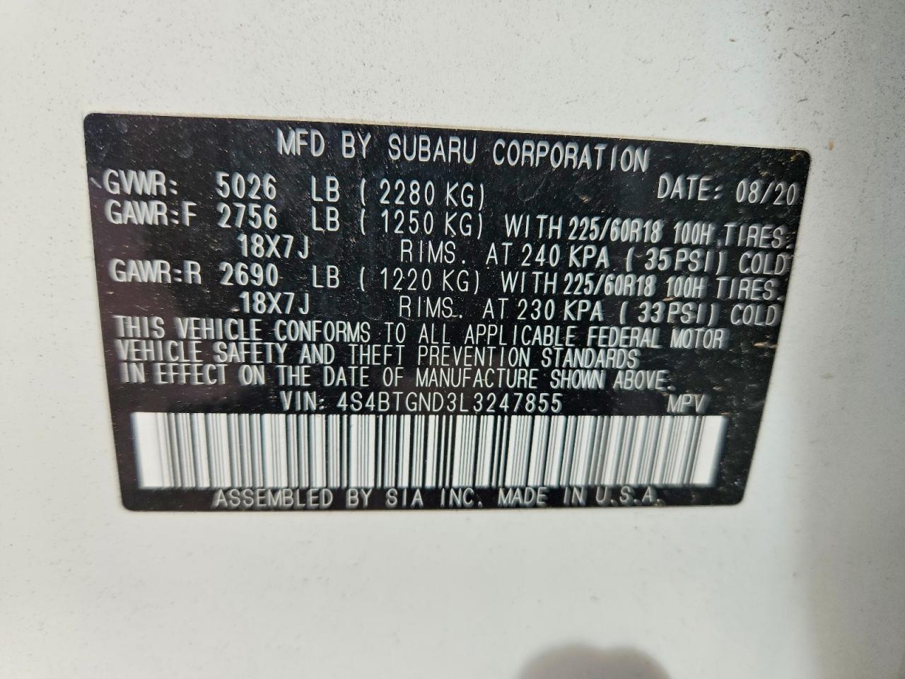 2020 Subaru Outback Limited xt