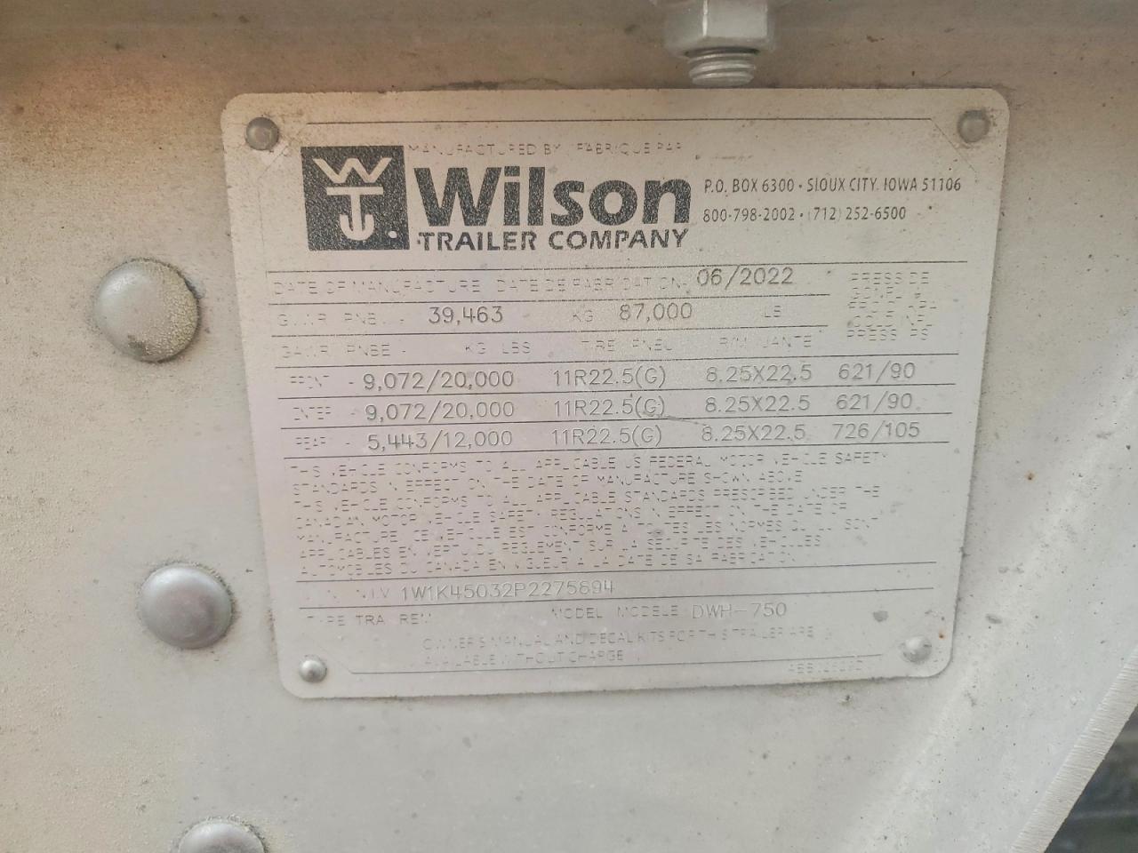 2023 Wilson Semi Trail-Grain Trailer