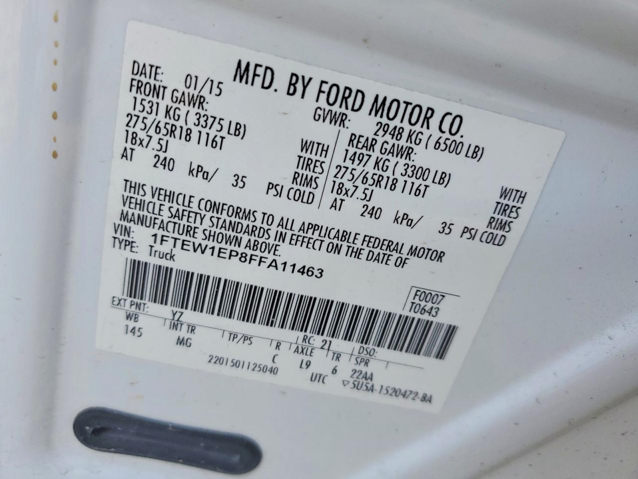 2015 Ford F150 Supercrew