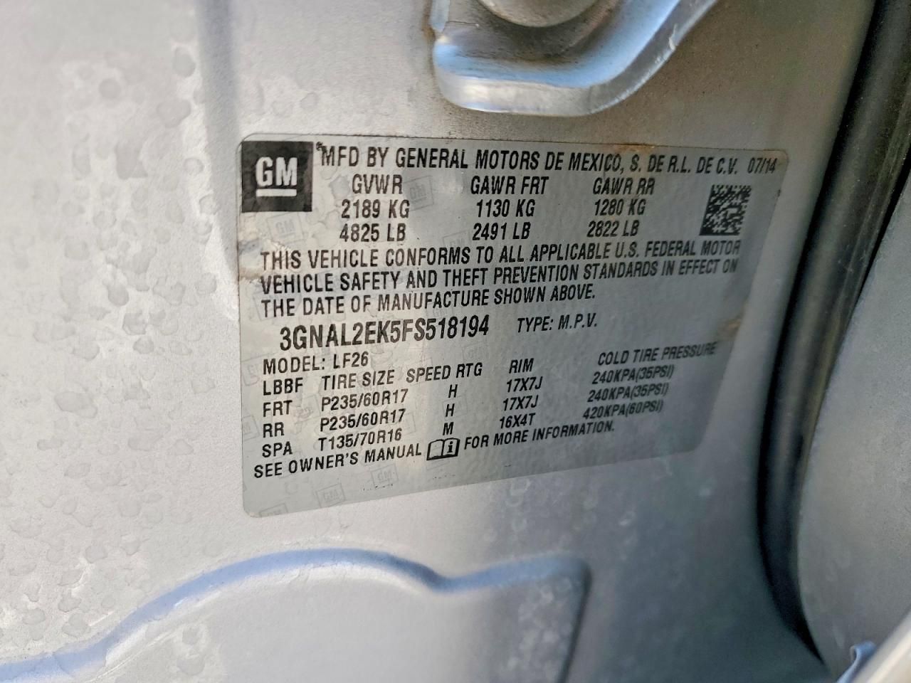 2015 Chevrolet Captiva ls