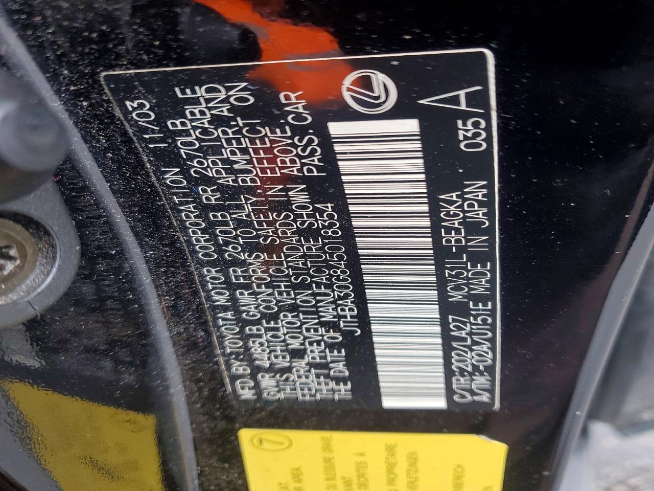 2004 Lexus Es 330 Base