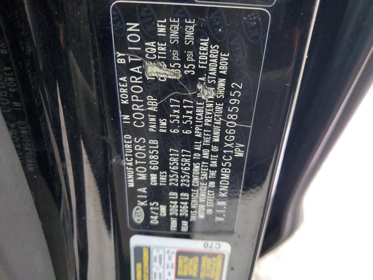 2016 KIA Sedona lx