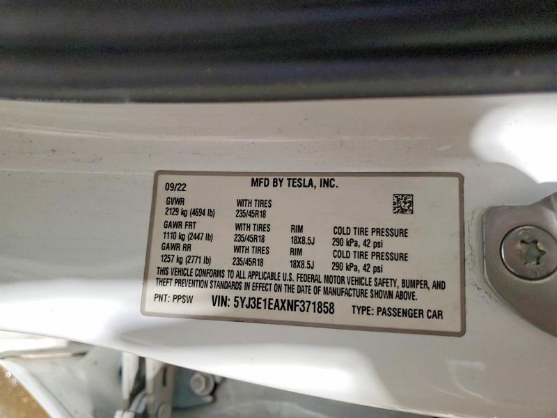2022 Tesla Model 3