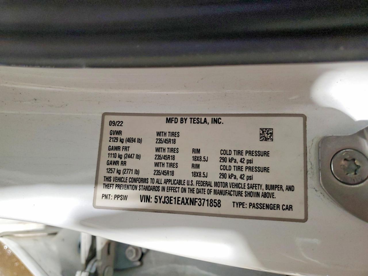 2022 Tesla Model 3