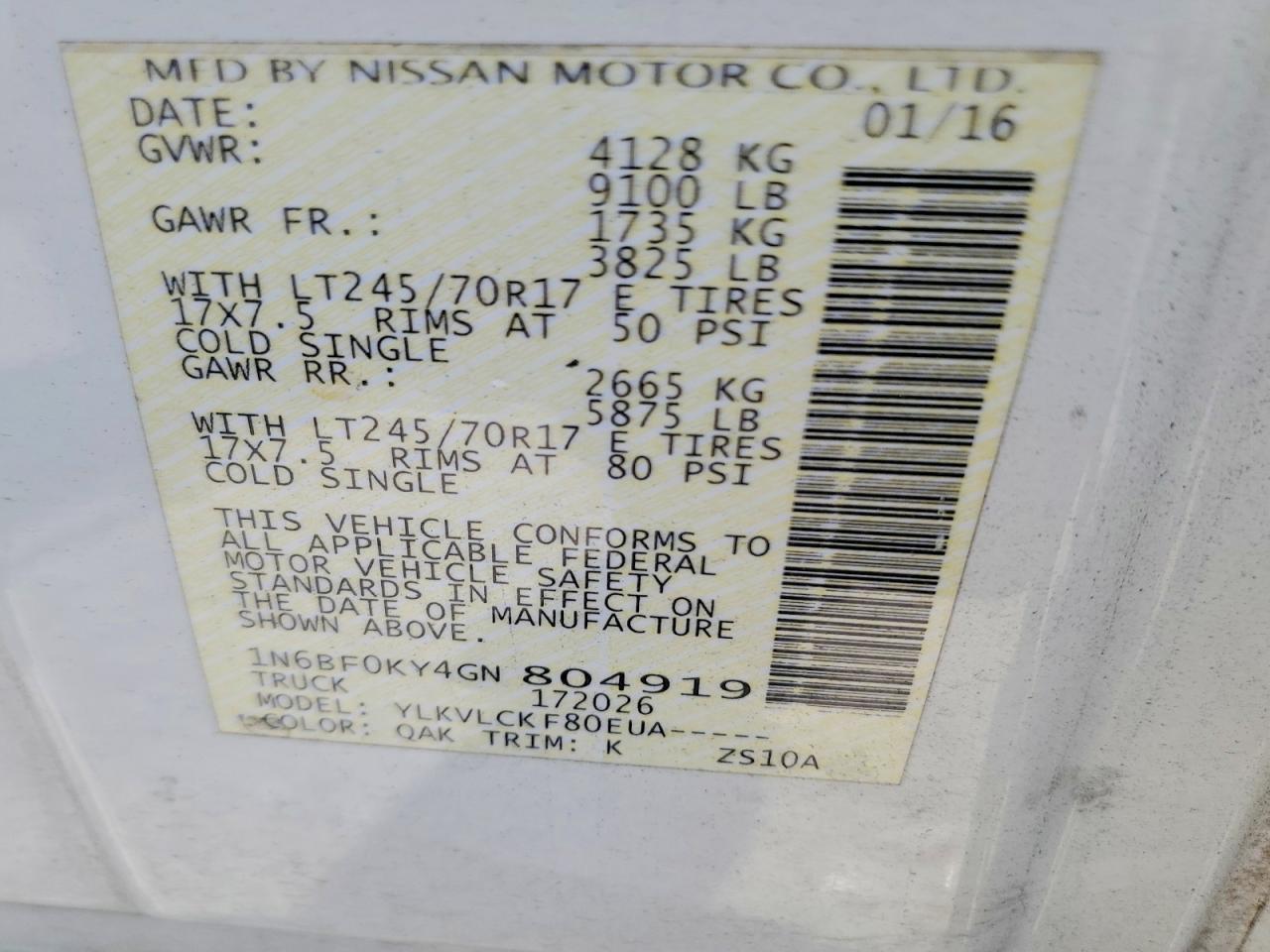 2016 Nissan NV 1500 Delivery Van