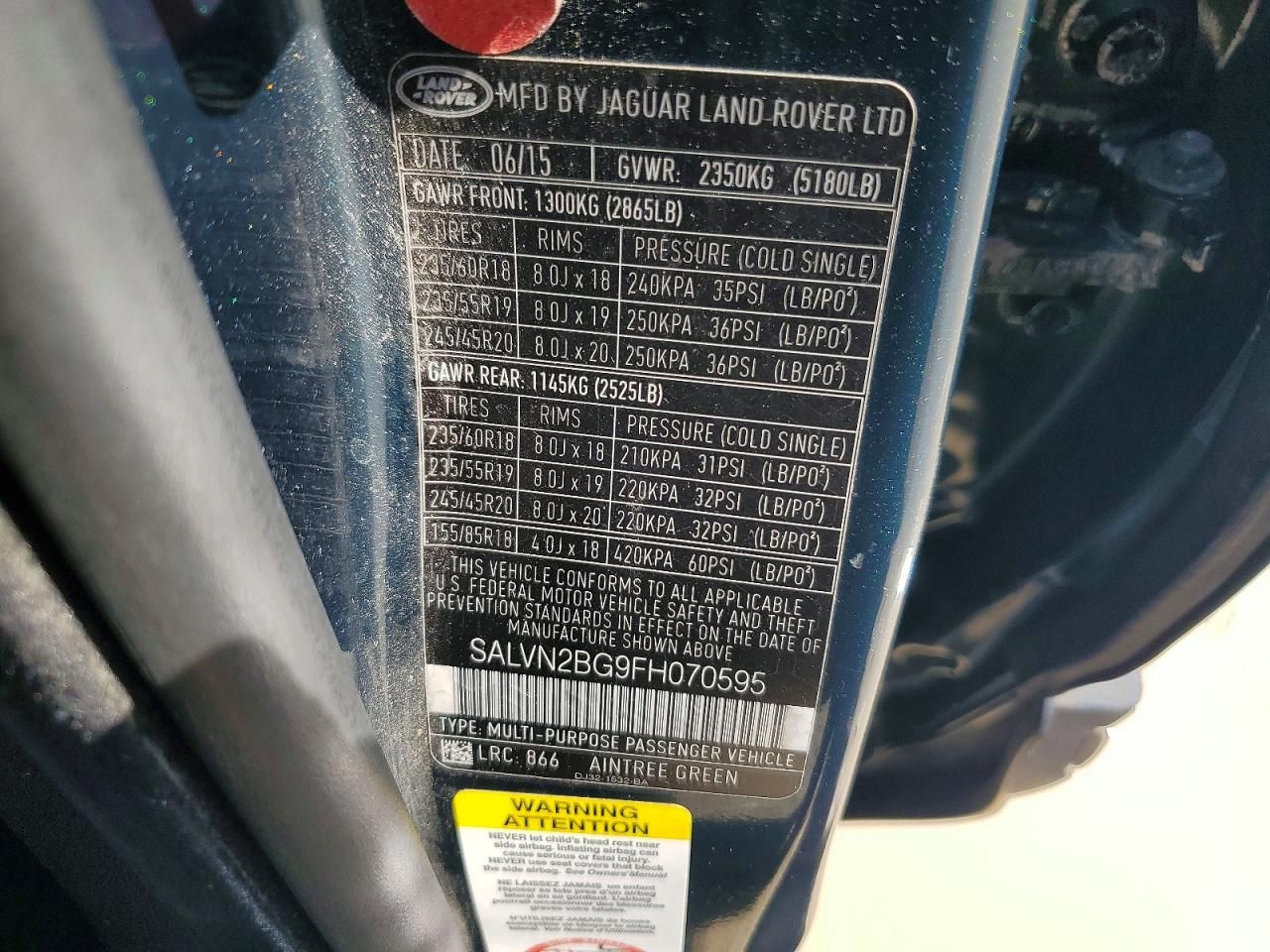 2015 Land Rover Range Rover Evoque Pure