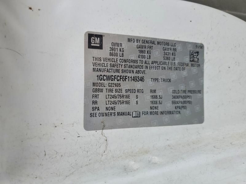 2015 Chevrolet Express 2500 Cargo Utility / Service Van