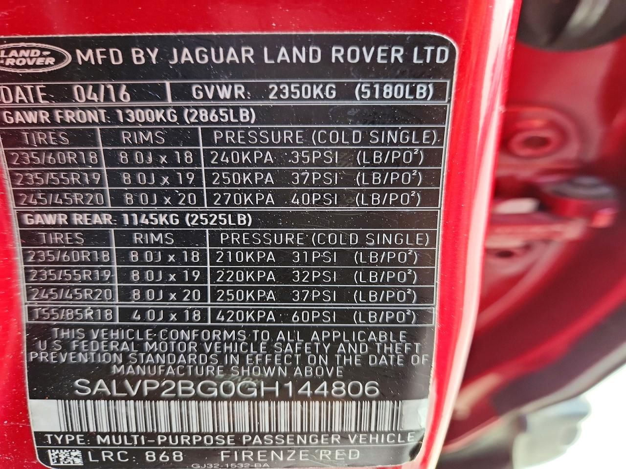 2016 Land Rover Range Rover Evoque se