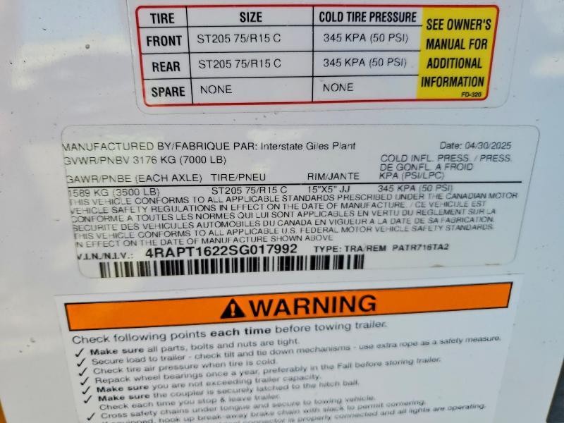 2025 Itst 2025 Interstate PATR716TA2 Enclosed Cargo Trailer