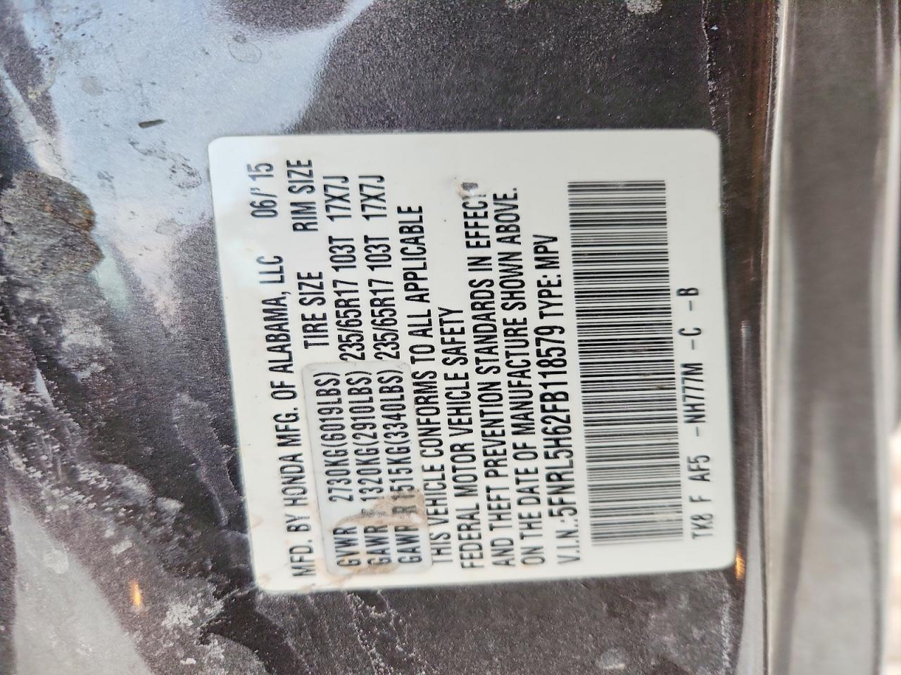 2015 Honda Odyssey exl