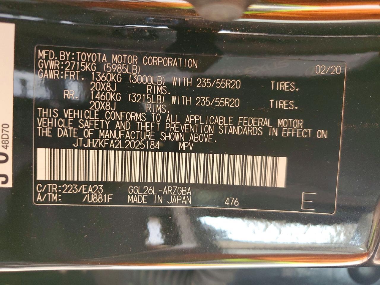 2020 Lexus Rx 350 l