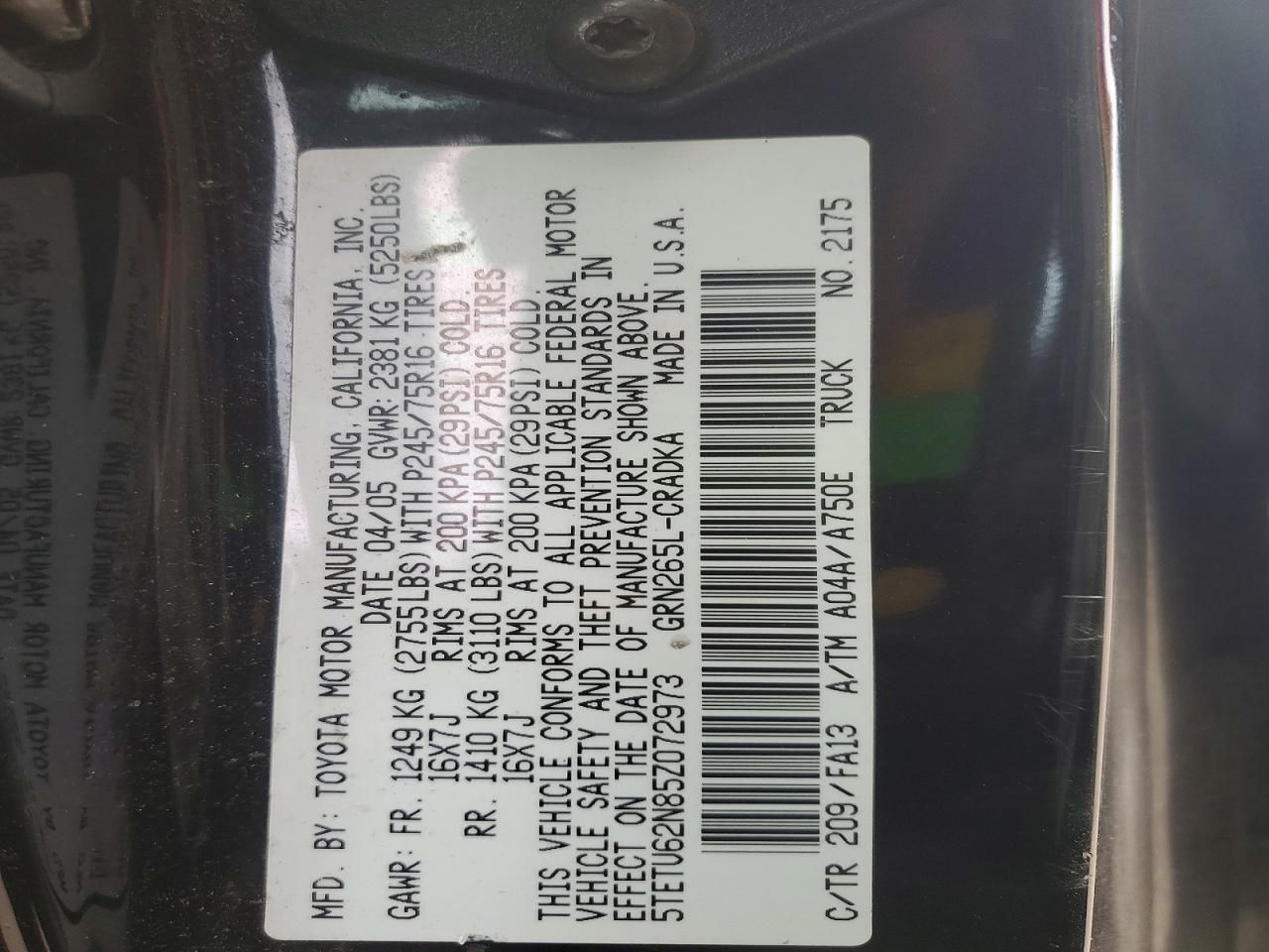 2005 Toyota Tacoma Prerunner V6