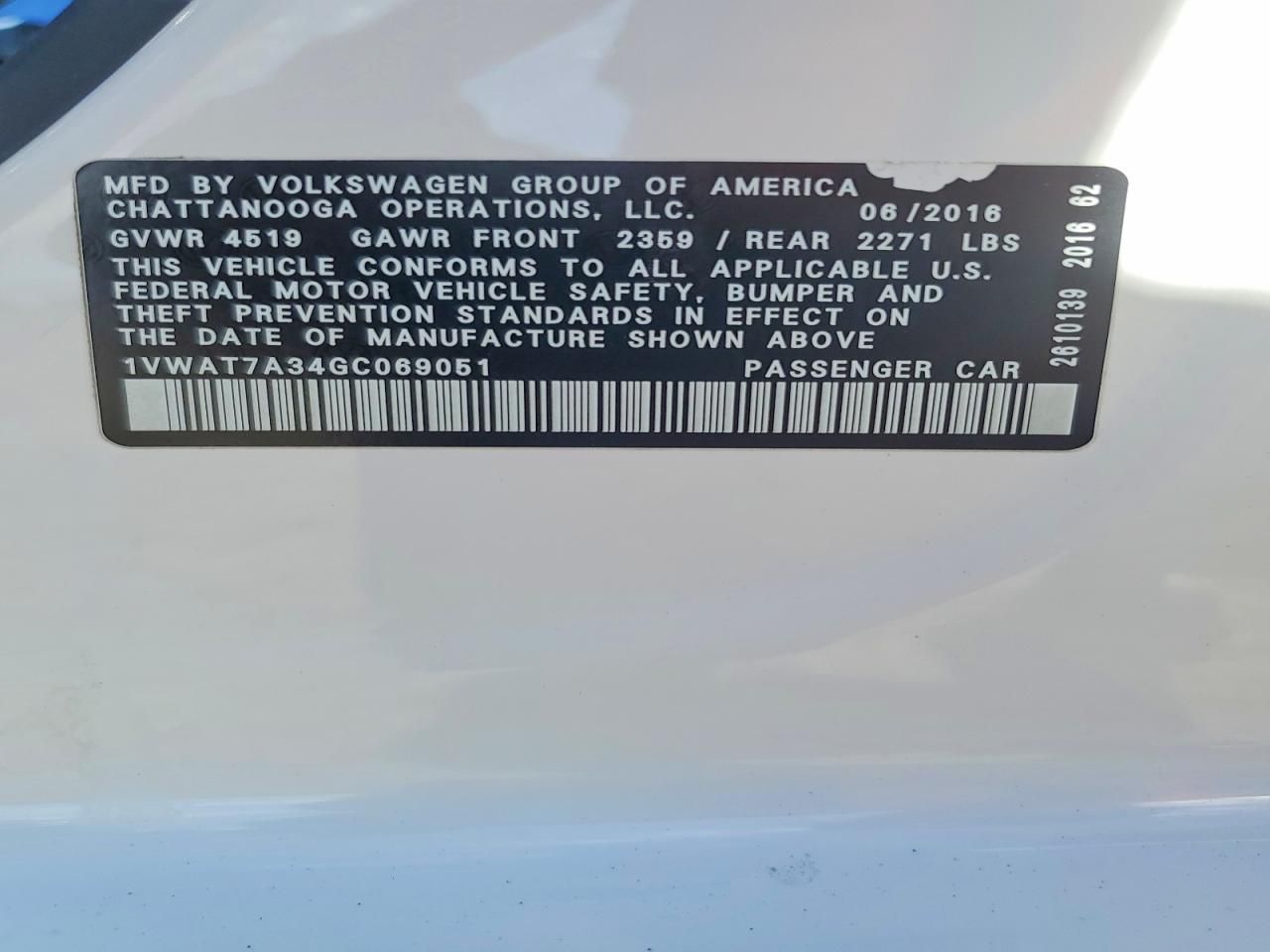 2016 Volkswagen Passat s