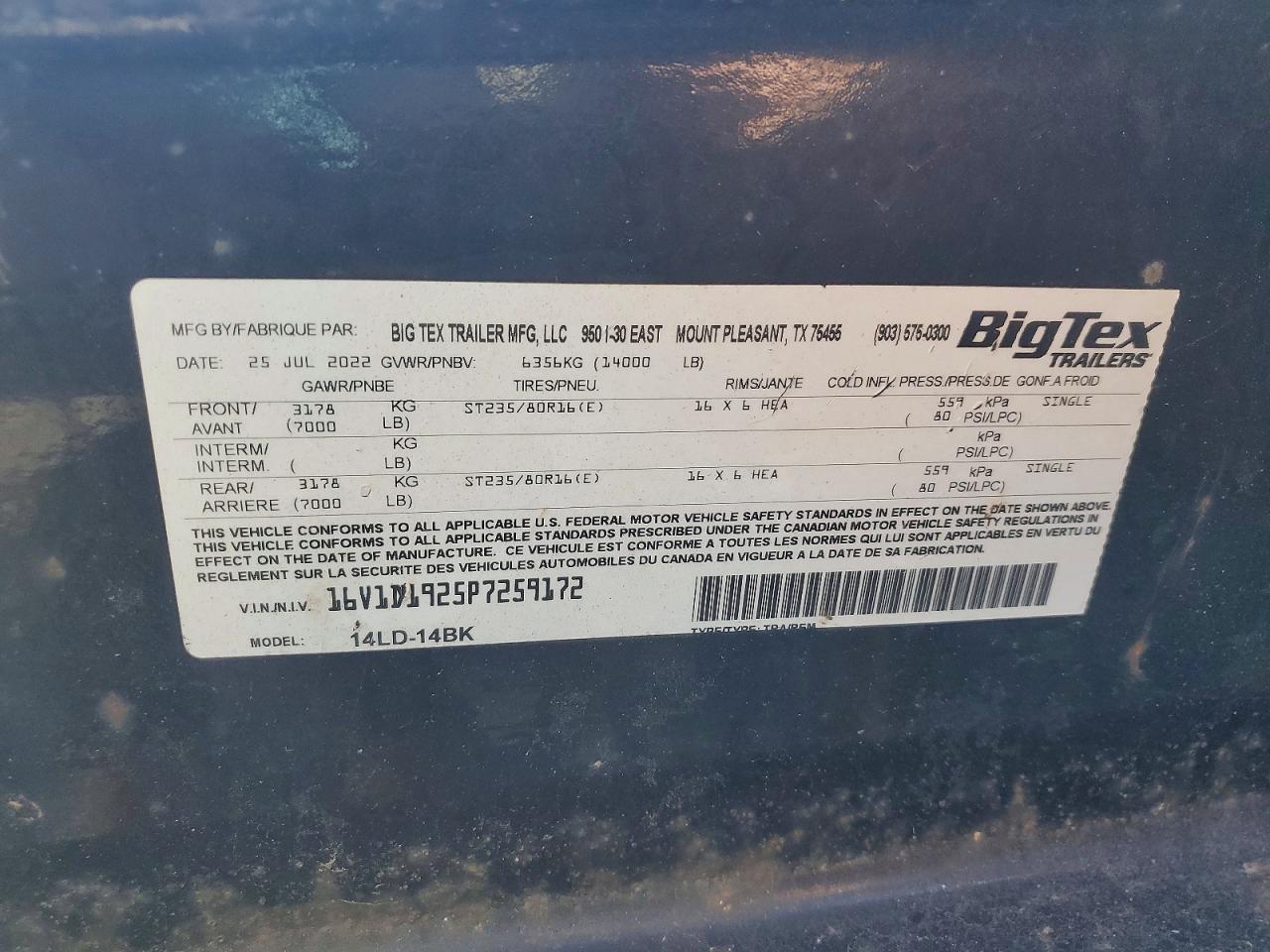 2023 Big Tex 14LD-14BK Dump Trailer