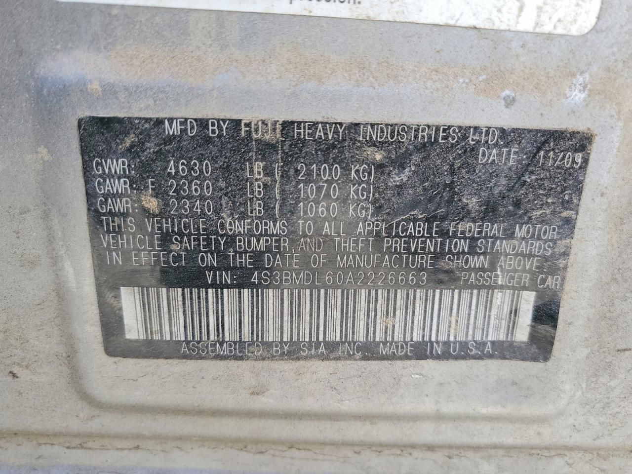 2010 Subaru Legacy 3.6r Limited