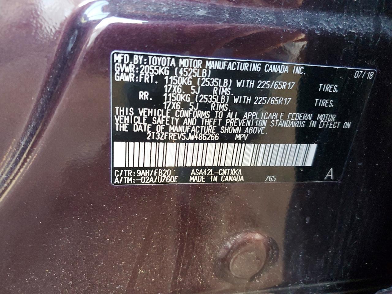2018 Toyota Rav4 le