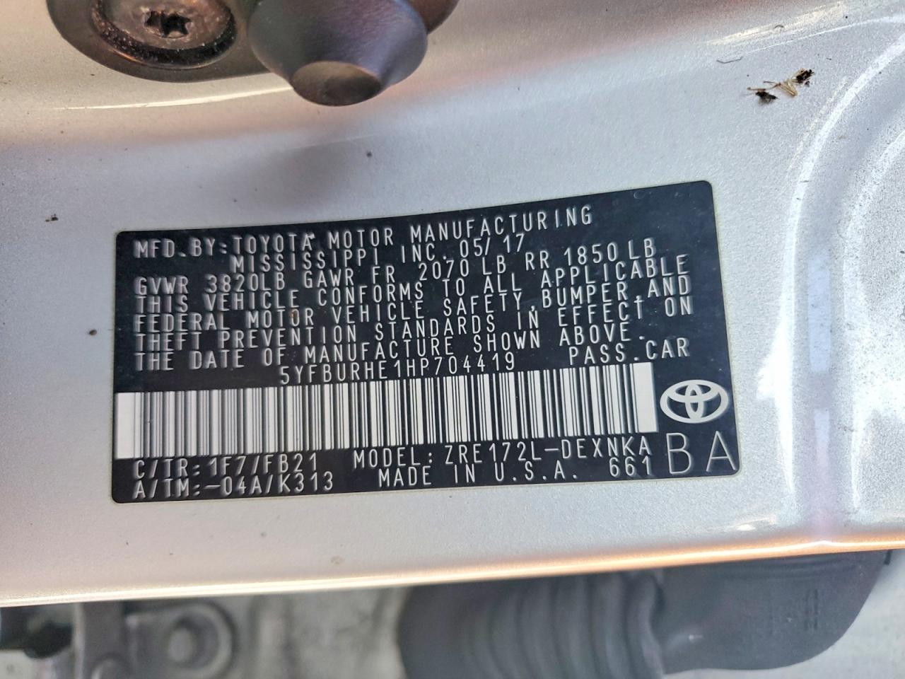 2017 Toyota Corolla l