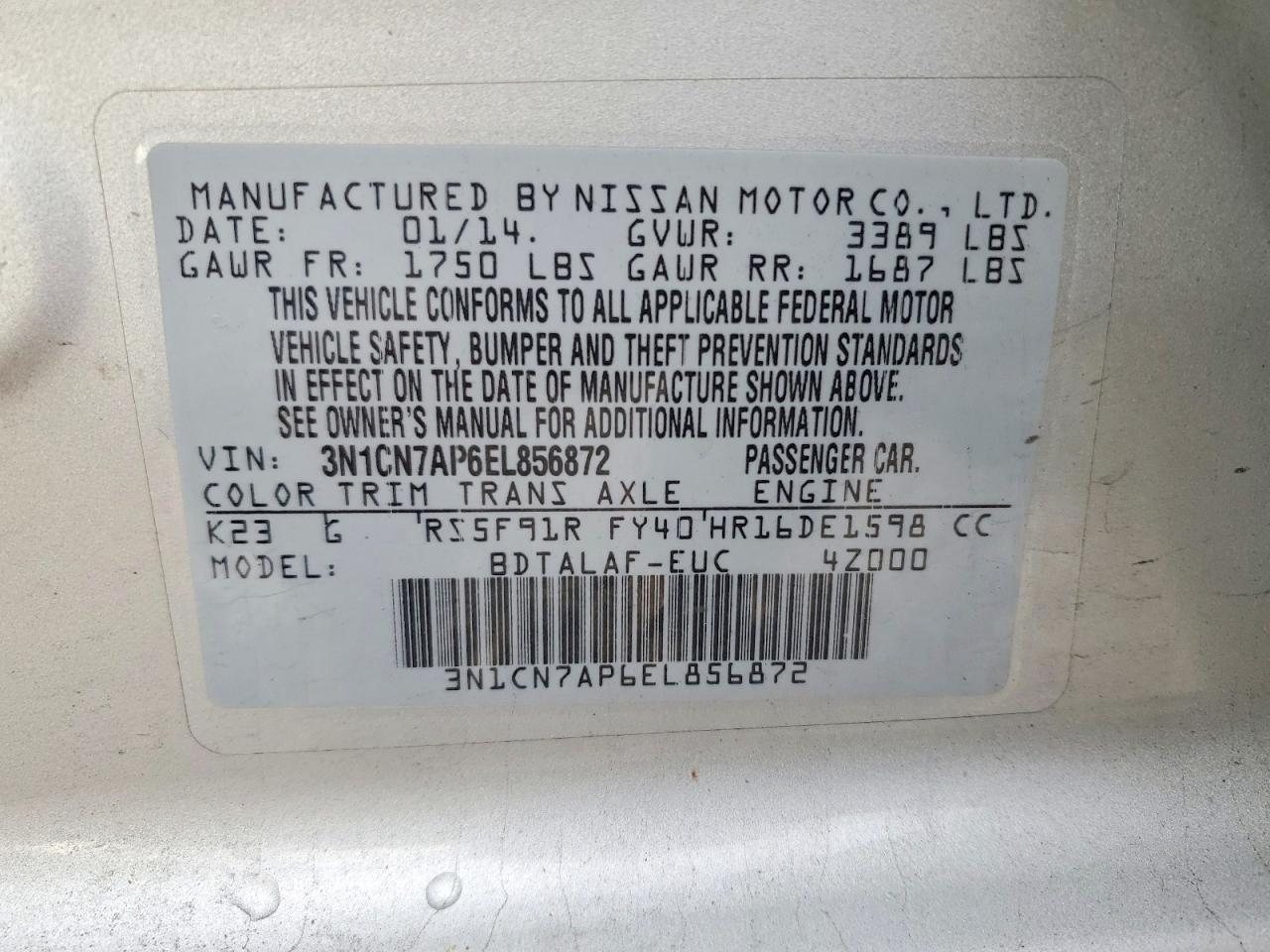 2014 Nissan Versa s