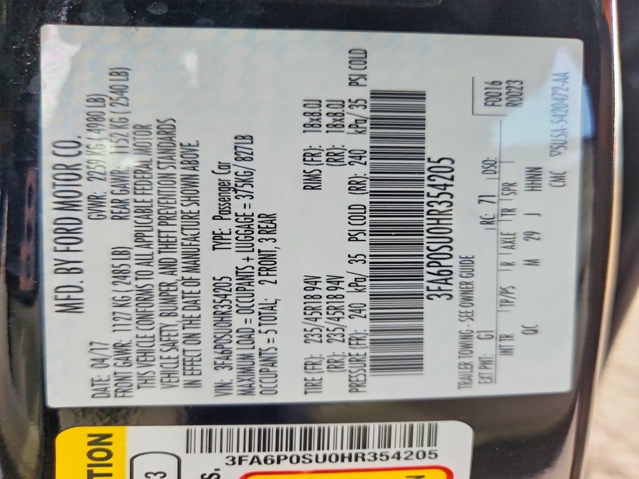 2017 Ford Fusion Titanium Phev