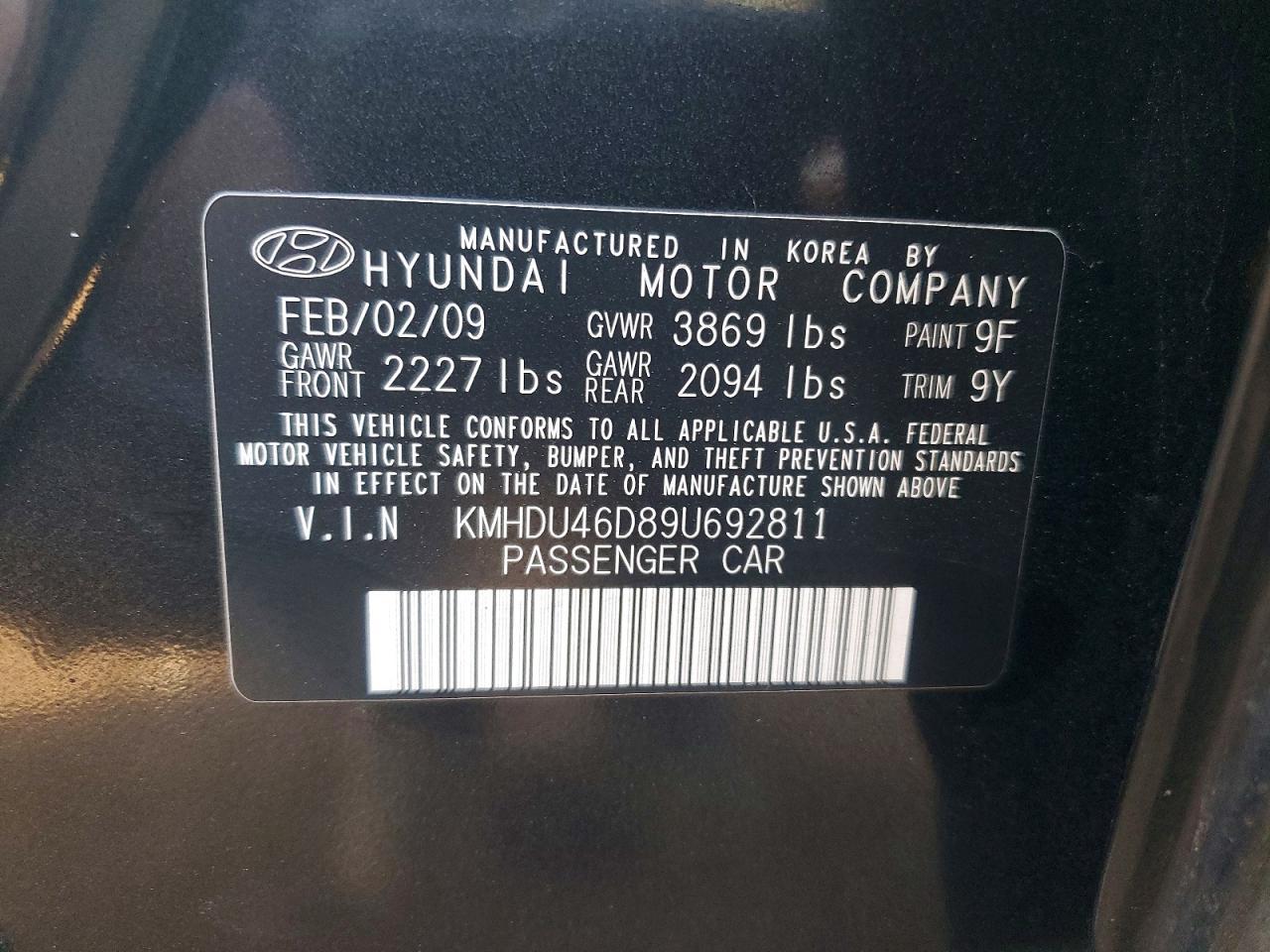 2009 Hyundai Elantra gls