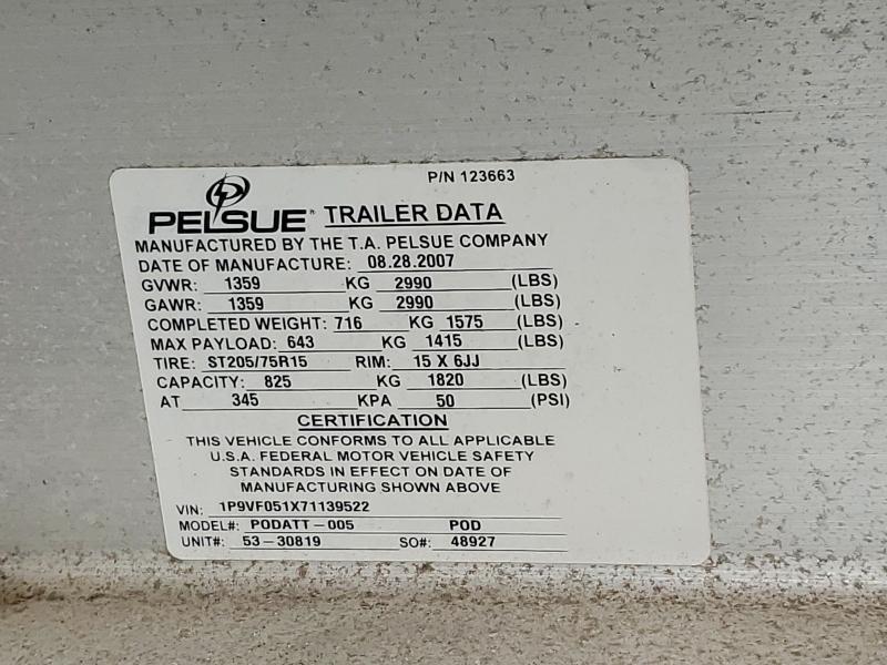 2007 Pelsue Podatt-005 Fiber Optic Splicing Trailer