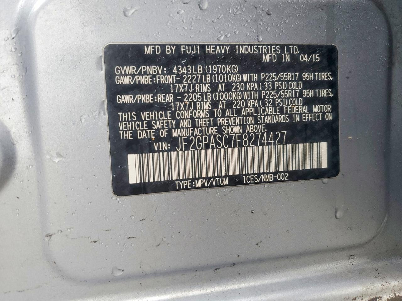 2015 Subaru Xv Crosstrek Sport Limited