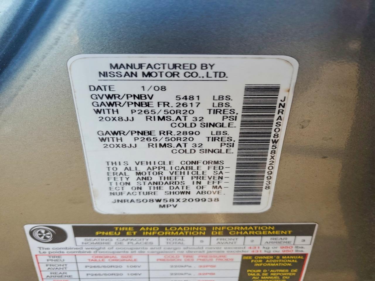 2008 Infiniti Fx35 Base