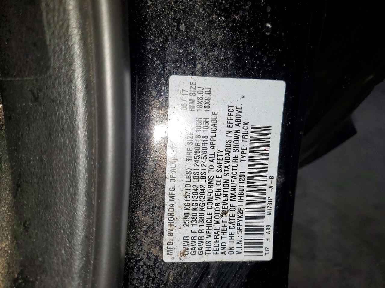 2017 Honda Ridgeline Sport