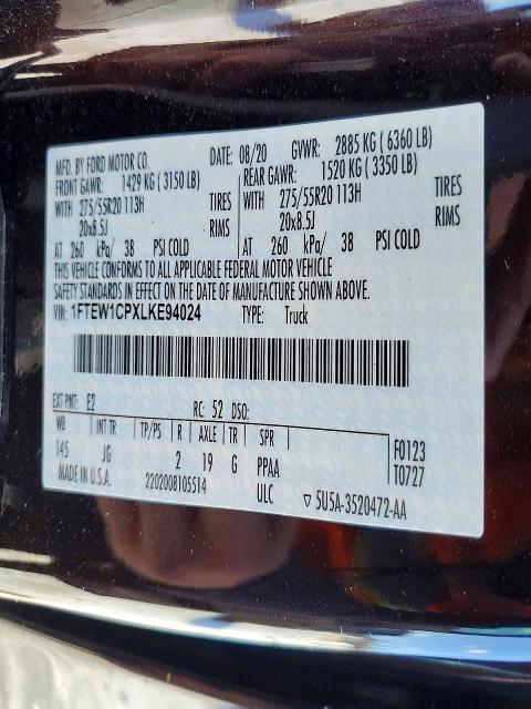 2020 Ford F150 Supercrew