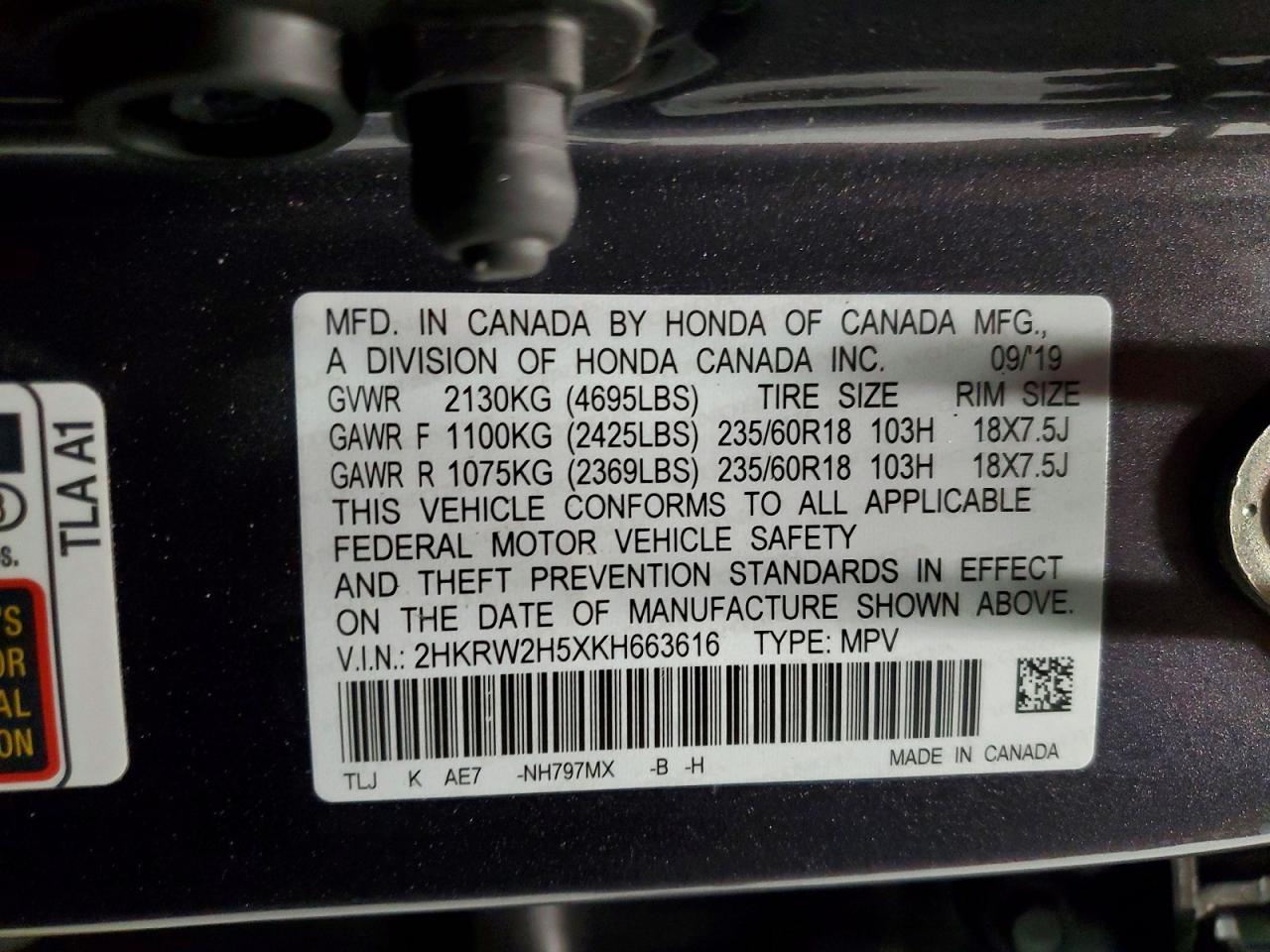 2019 Honda Cr-v ex