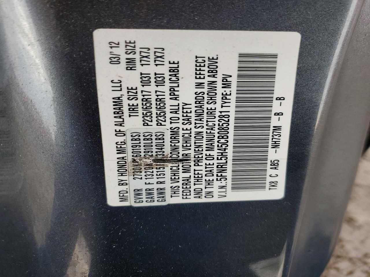 2012 Honda Odyssey ex