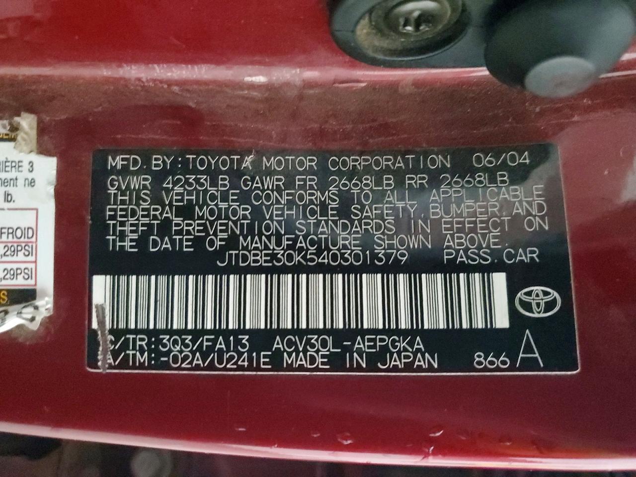 2004 Toyota Camry xle