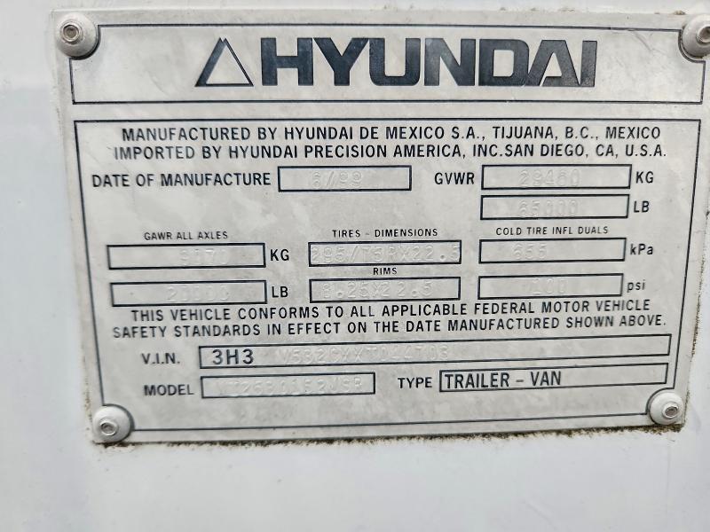 1999 Hyundai Translead VI2530152JSR DRY Van Trailer