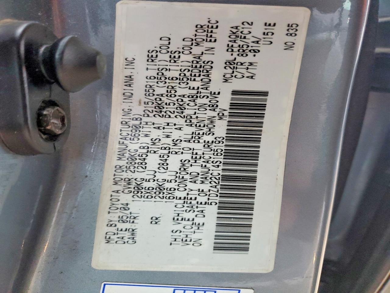 2004 Toyota Sienna xle