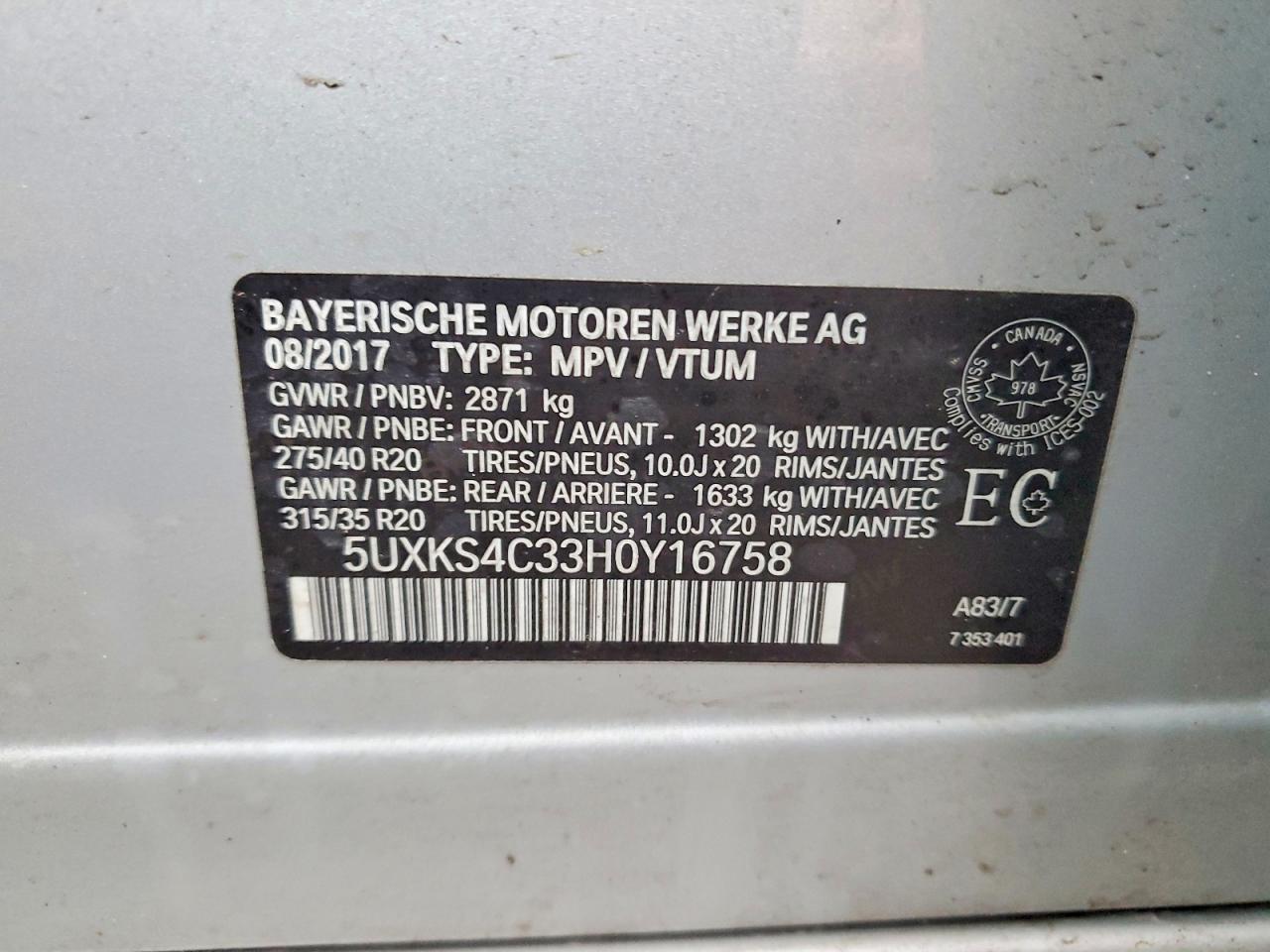 2017 BMW X5 35D  awd