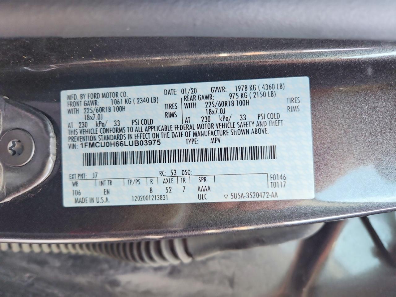 2020 Ford Escape sel