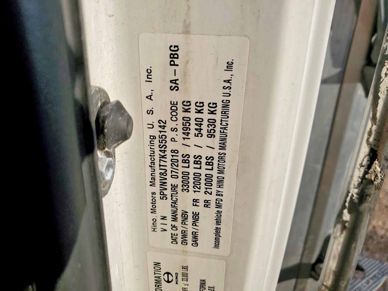 2019 Hino 308/338 Refrigerated BOX Truck