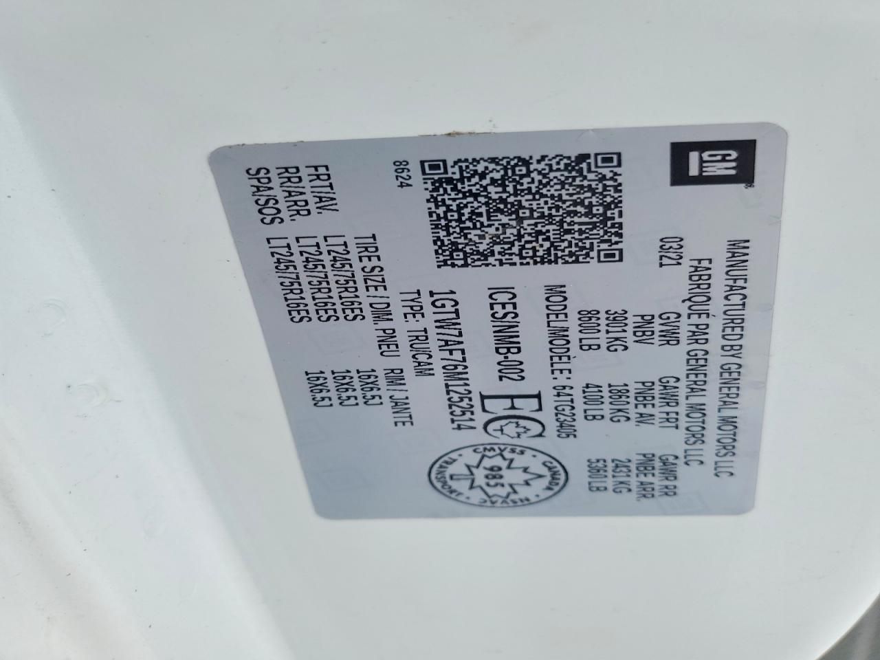 2021 GMC Savana G2500