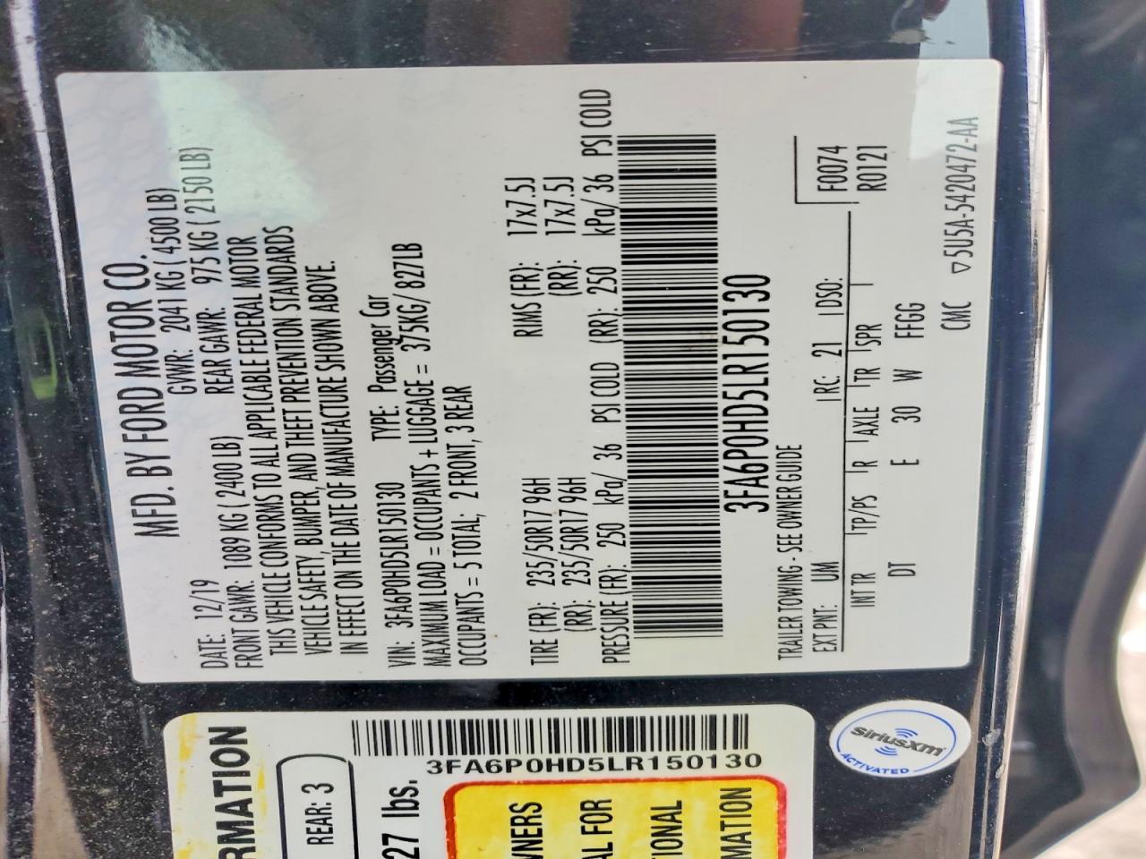 2020 Ford Fusion se